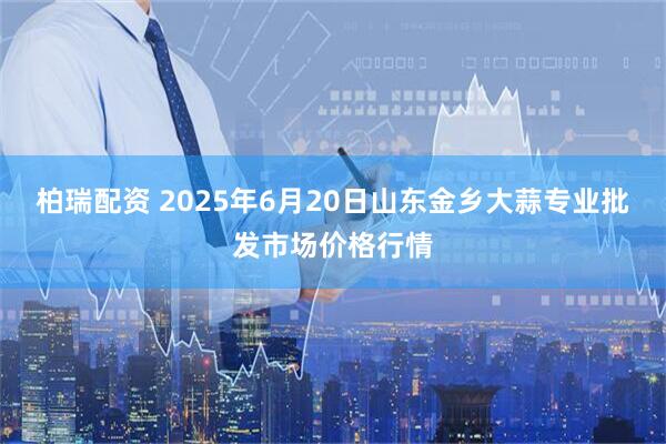 柏瑞配资 2025年6月20日山东金乡大蒜专业批发市场价格行情